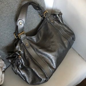 EUC. ICONIC 24H GERARD DAREL BAG. METALLIC GREY